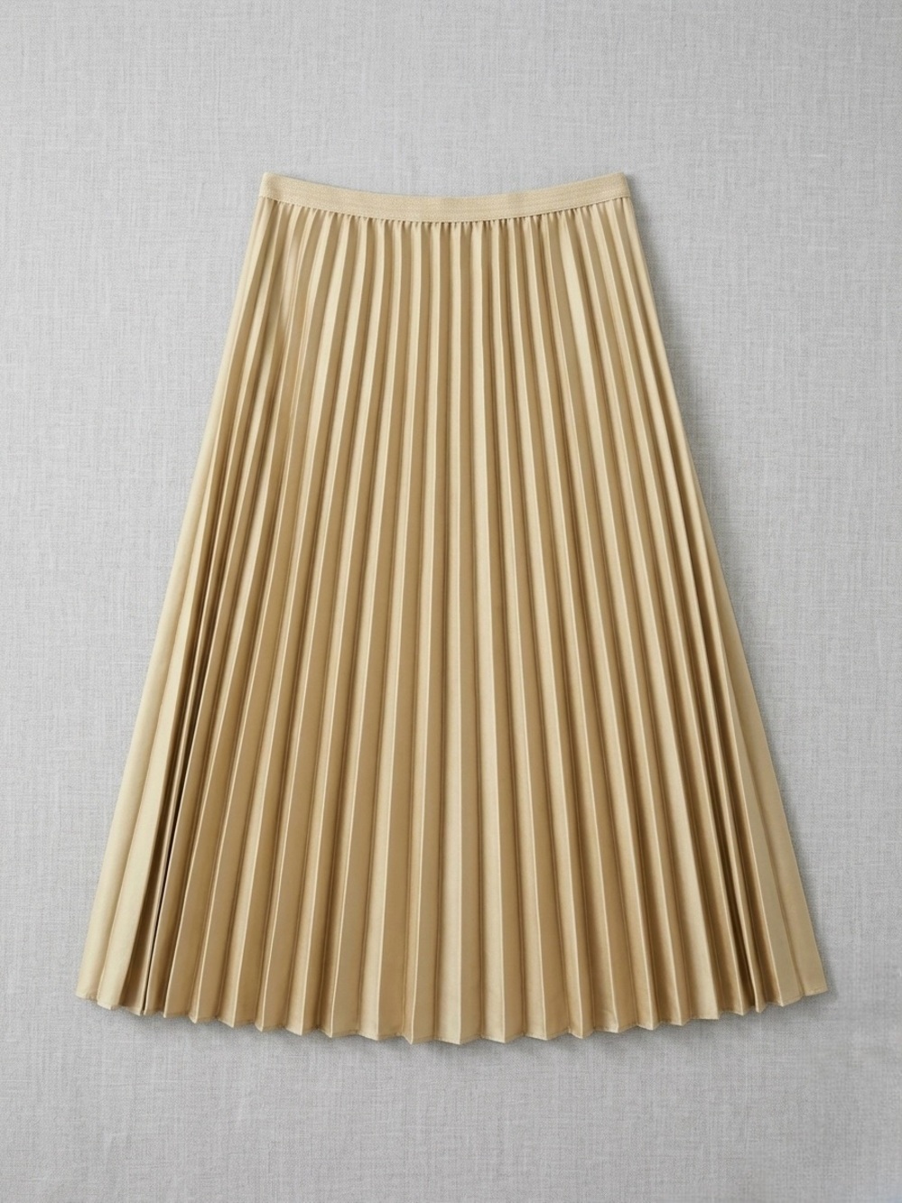 Zara Gold Pleated A-Line Satin Skirt